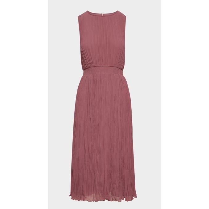 Aritzia Wilfred Mabel Dress Opera Rose Pink Pleated Midi Smocked Waist Xs